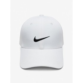 White Nike Cap with Black Swoosh Logo Adjustable Baseball Hat Premium Master Copy Lightweight Breathable Cotton Classic Curved Brim Sports Cap Stylish Casual Wear Comfortable Fit for Men Women Daily Use